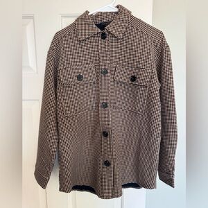 Current Air Houndstooth Shirt Jacket in Black and Tan
